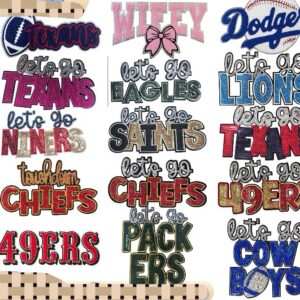 Large "Let's go" NFL glitering patches