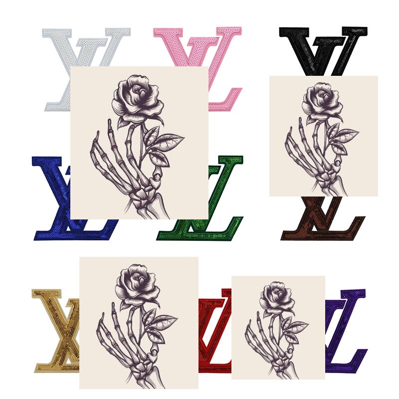 L,,V bling designer brand boujee patches
